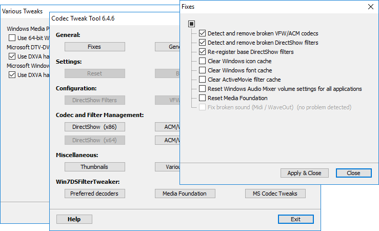 Codec Tweak Tool 6.7.3 - Free Download