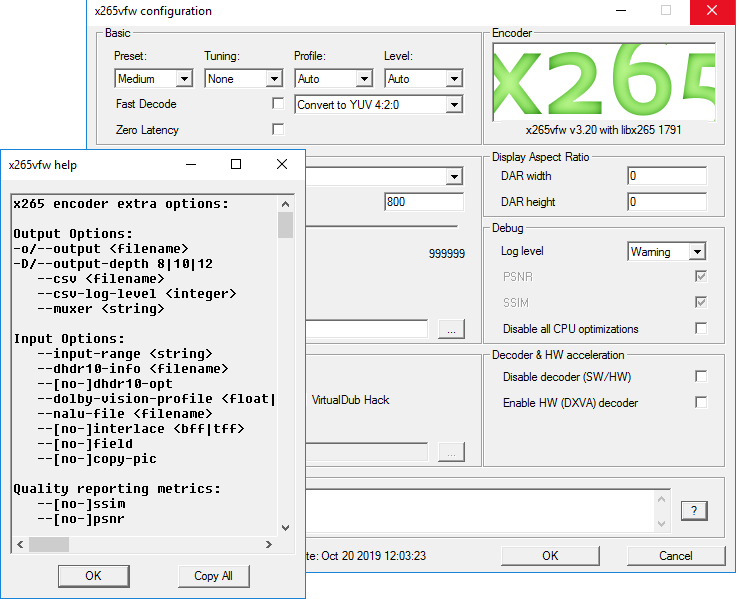 X265vfw-H.265/MPEG-H Codec 3.50 - Free Download